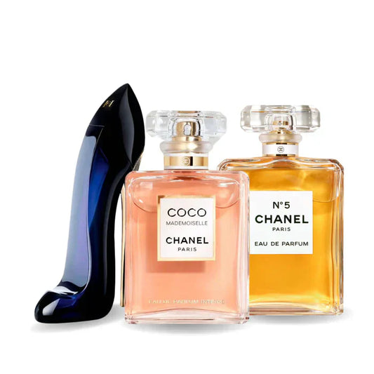 Zestaw promocyjny 3 perfum: GOOD GIRL, COCO MADEMOISELLE y Chanel Nº5 100ml
