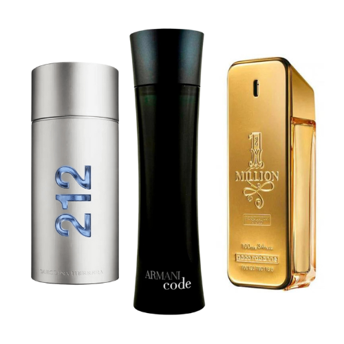 Zestaw promocyjny 3 perfum: 212 Men NYC, Paco Rabanne One Milion y Armani Code Homme 100ml