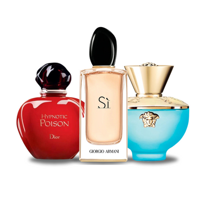 Zestaw promocyjny 3 perfum: Dior HYPNOTIC POISON, Giorgio Armani SÌ e Versace DYLAN TURQUOISE 100ml