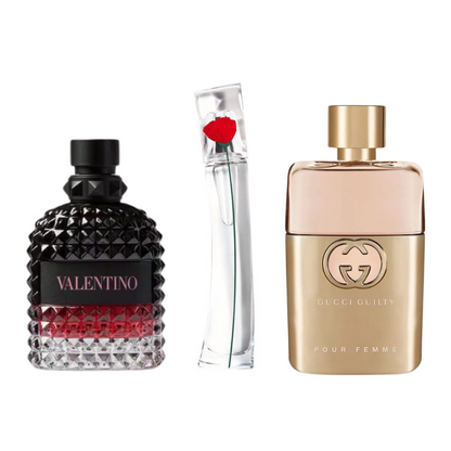 Zestaw promocyjny 3 perfum: Gucci Guilt, Valentini Intense, y Flower Kenzo 100ml